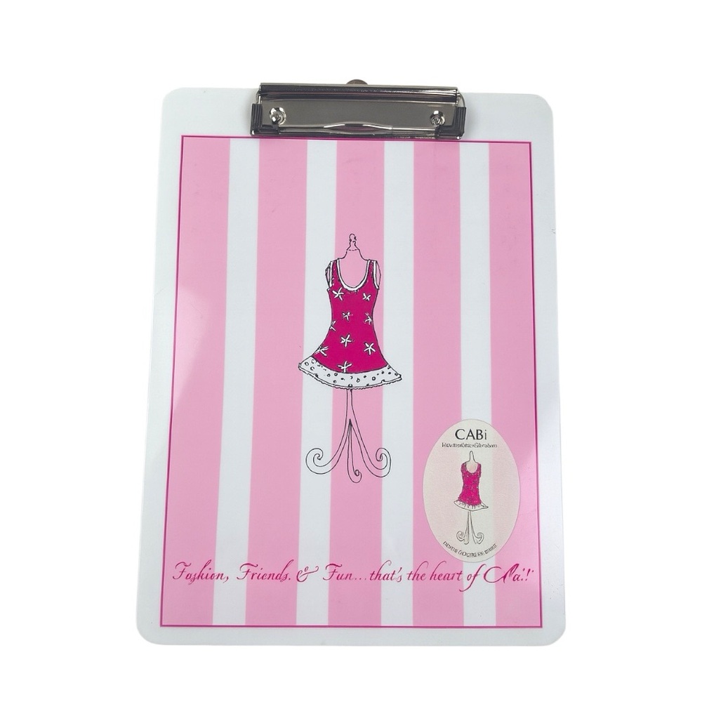 CAbi Pink White Striped Clipboard Fashion Dress Print Office Accessory